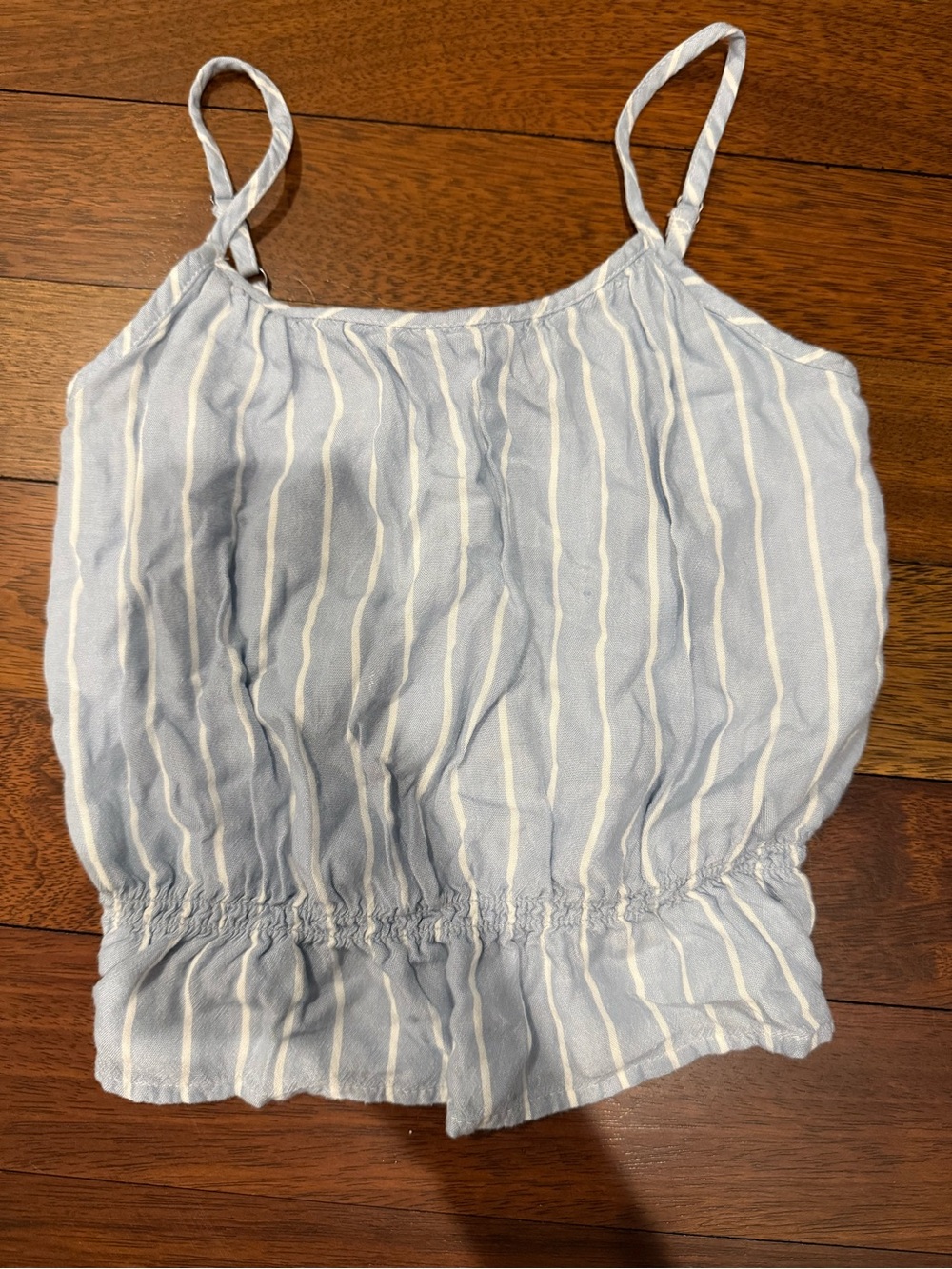 Abercrombie & Fitch Striped Light Blue Spaghetti Strap Tank Top Sz 7-8